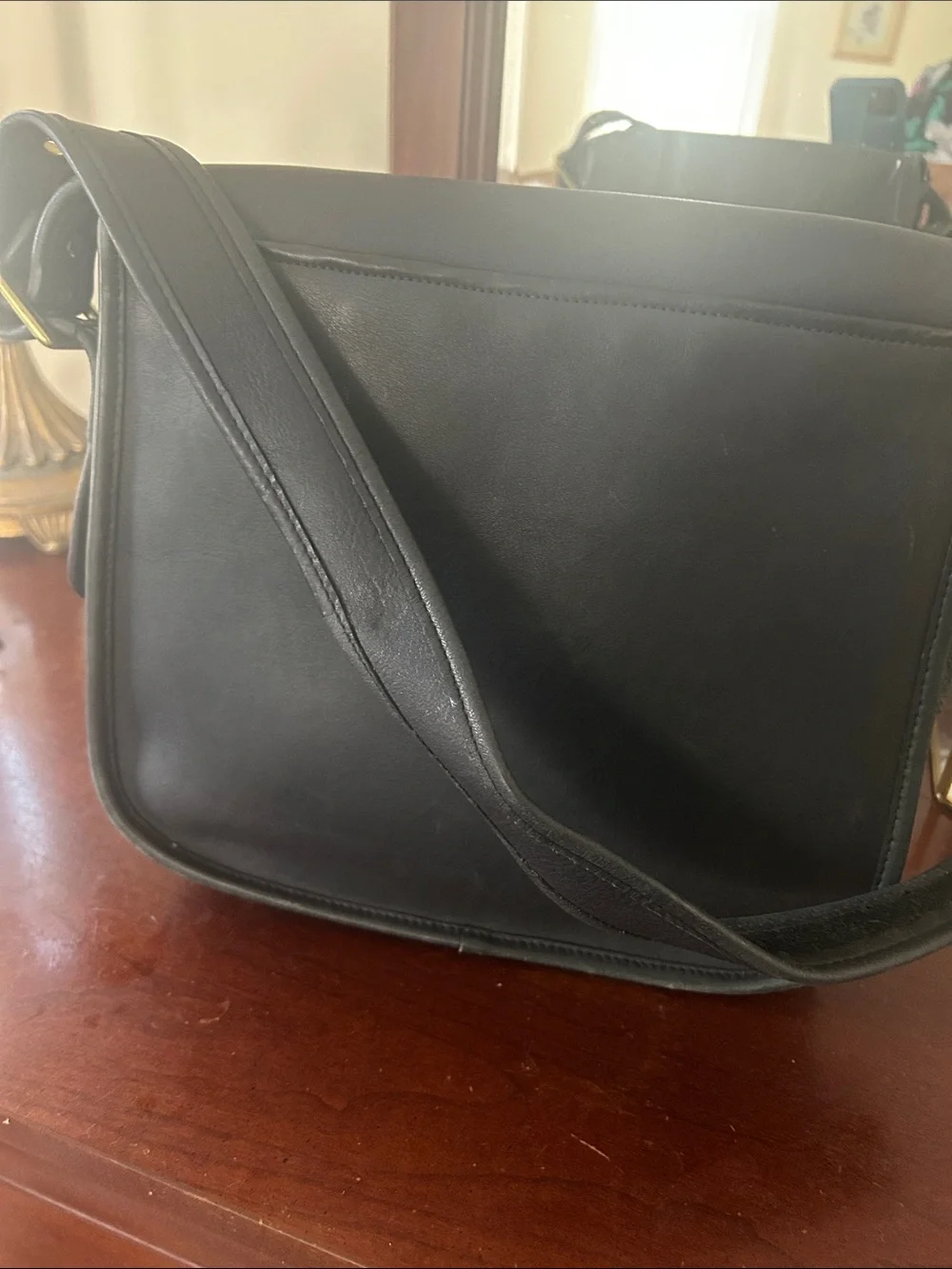Vintage Classic Navy Leather Stewardess  Shoulder Bag